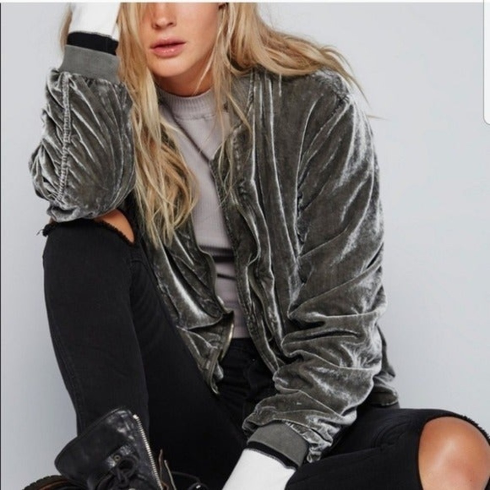 Free People velvet bomber jacket